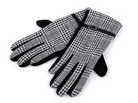 Rękawiczki damskie z dzianiny krata jasna roz. L