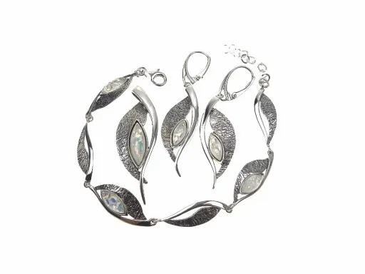 KOMPLET SREBRNY Z OPALEM zdjęcie 1