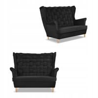 Sofa uszak Carol czarna skandynawska kanapa 2-os. sprężynach Family Meble