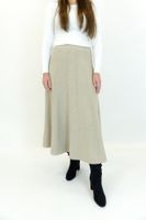 Beżowa Prążkowana Spódnica Maxi Rozkloszowana UNI