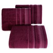 Ręcznik frotte z bordurą w stylu fastrygi POLA 70X140 bakłażanowy