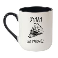 KUBEK "DYMAM JAK PAROWÓZ" Wzór - Elegant Biało-Czarny 330 ml