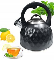 CZAJNIK Z GWIZDKIEM NA GAZ INDUKCJĘ 3L CZARNY STAL NIERDZEWNA