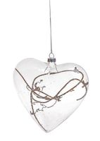 Bombka szklana serce z gałązką mała