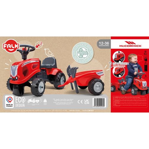 FALK Traktorek Baby Mac Cormick Czerwony z Przyczepką + akc. od 1 roku na Arena.pl