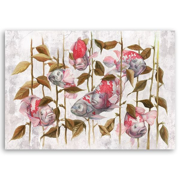 Emaga Obraz na płótnie, Czerwone ryby Koi - 90x60 zdjęcie 3