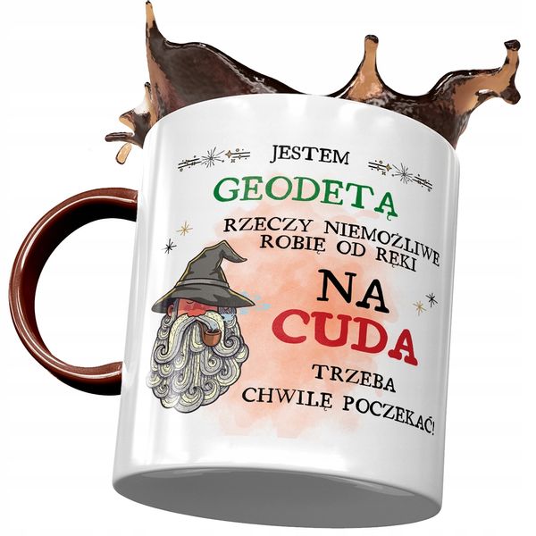 Kubek Bordowy Dla Geodety Na Cuda Prezent Z Nadrukiem Ze Zdjęciem zdjęcie 1