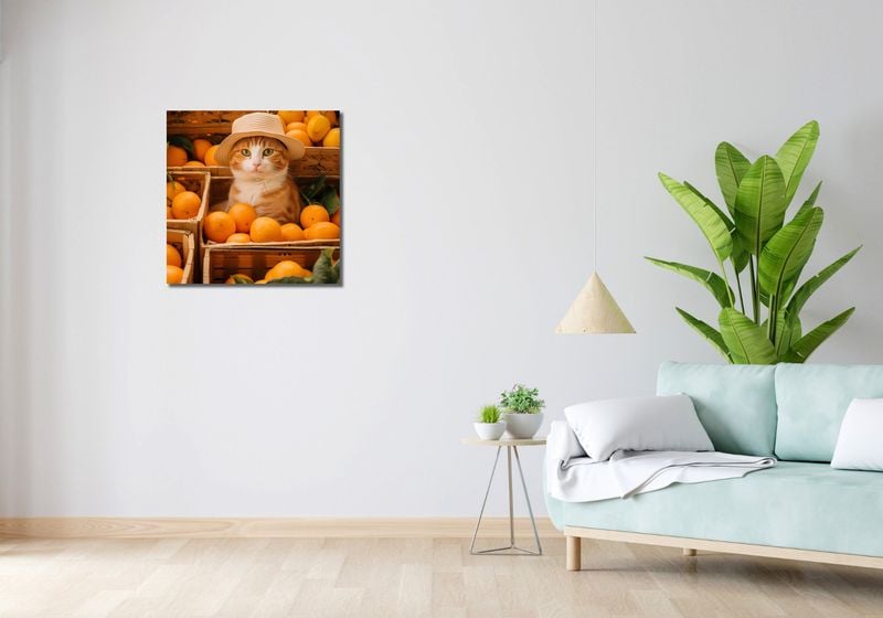 Obraz 60x60cm Kot w Pomarańczach zdjęcie 2