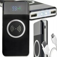 Powerbank 10000 mAh POWER BANK USB, USB-C ładowarka indukcyjna z latarką