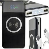 Powerbank 10000 mAh POWER BANK USB, USB-C ładowarka indukcyjna z latarką