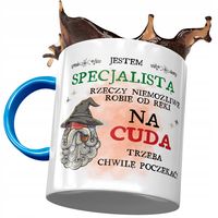 Kubek Błękitny Dla Specjalisty Trzeba Poczekać Z Nadrukiem Ze Zdjęciem