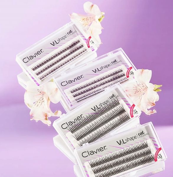 Kępki rzęs Clavier V&L Shape cat eyelashes skręt L - 10mm zdjęcie 3