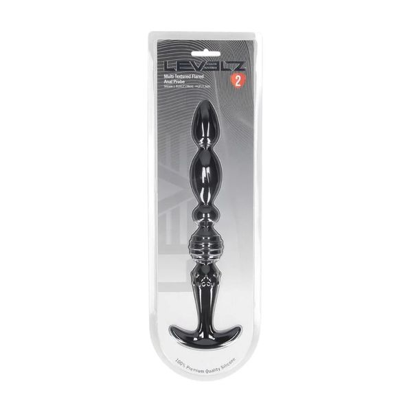 Multi Textured Silicone Flared Anal Probe - Black zdjęcie 2