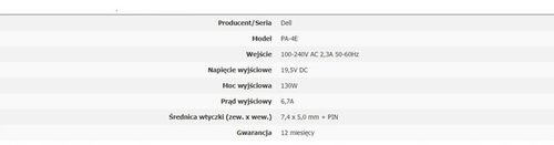 Zasilacz Ładowarka do Stacji Dokującej Dell Dock na Arena.pl