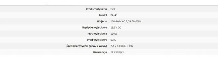 Zasilacz Ładowarka do Stacji Dokującej Dell Dock zdjęcie 8