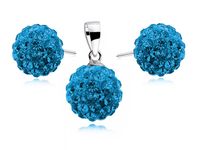 KLASYCZNY KOMPLET SWAROVSKI CAPRI BLUE KULKI 10MM