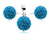 KLASYCZNY KOMPLET SWAROVSKI CAPRI BLUE KULKI 10MM