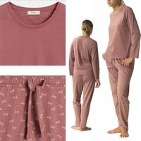 ATLANTIC piżama damska długi rękaw PREMIUM kokardki NLP pudrowy M