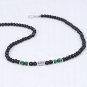 NASZYJNIK MĘSKI KORALIKI MALACHIT ONYX STAL SZLACHETNA 316L