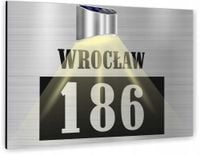 duża TABLICZKA ADRESOWA srebrna numer domu 40x30 lampka led RÓŻNE WZORY