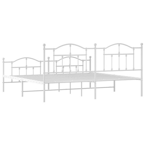 Metalowa rama łóżka z wezgłowiem i zanóżkiem, biała, 200x200 cm na Arena.pl