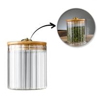 Cukiernica, pojemnik ryflowany z przykrywką bambusowa, rozm. S, 550 ml