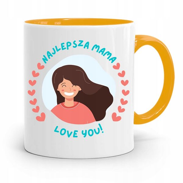 Kubek Żółty Prezent Dla Najlepszej Mamy Matki Z Nadrukiem Ze Zdjęciem zdjęcie 1