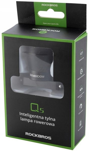 Lampka rowerowa Rockbros Q5 tylna z inteligentnym systemem stop - czarna zdjęcie 5