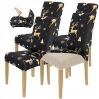 Zestaw 4Szt. Pokrowiec Na Krzesło Czarny Świąteczne Wzory Elastyczny