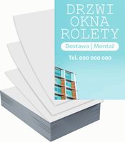 Ulotki A4 reklamowe firmowe 100szt projekt w cenie OKNA DRZWI ROLETY