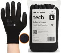 rękawice robocze mercator tech black+black pu - l - 12 par