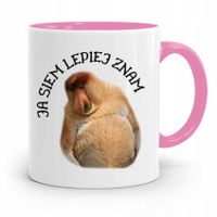 Kubek Różowy Nosacz Janusz Ja Siem Lepiej Znam Z Nadrukiem Ze Zdjęciem