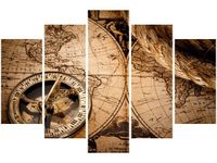 100CM 150CM OBRAZ 5 ELEM MAPA ŚWIATA ŚCIENNY