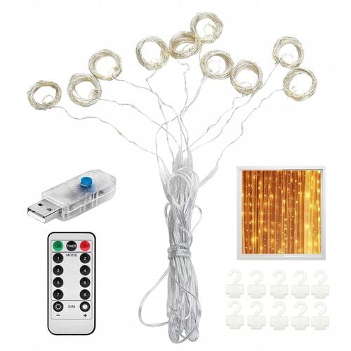 KURTYNA ŚWIETLNA Z 300 LAMPKAMI LED DO DEKORACJI POKOJU I OKNA na Arena.pl