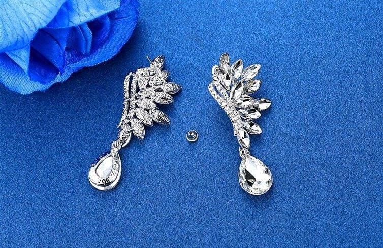 Kolczyki Srebrne Wiszące Cyrkonie Kryształki Boho F41_Srebrny zdjęcie 4