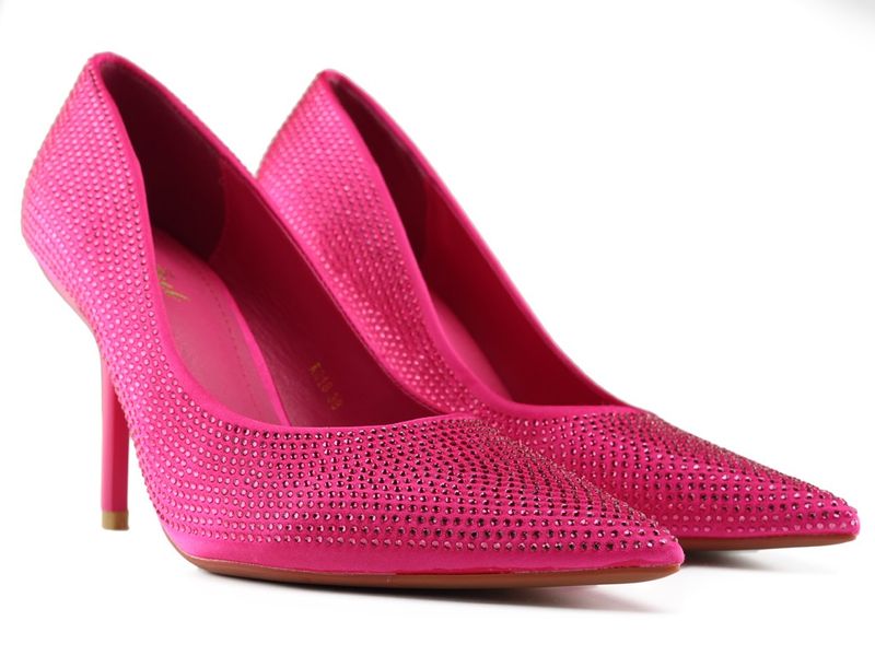 Różowe szpilki damskie zdobione cyrkoniami 37 zdjęcie 4