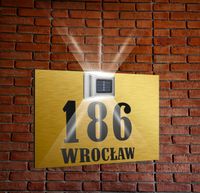 ZŁOTA TABLICZKA ADRESOWA lampka nierdzewna numer domu dibond 30x20 cm