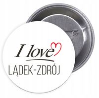 Przypinki buttony I LOVE LĄDEK-ZDRÓJ z grafiką