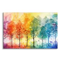 Obraz Canvas Do Salonu Kolorowe Drzewa Las Akwarele Abstrakcja 70cm x 50cm