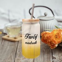 Szklanka 550 ml szroniona ze słomką z Twoim nadrukiem - żółta