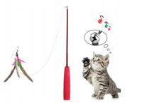 Zabawka wędka dla kota z piórem KOLOROWYM 7-1 WĘDKI