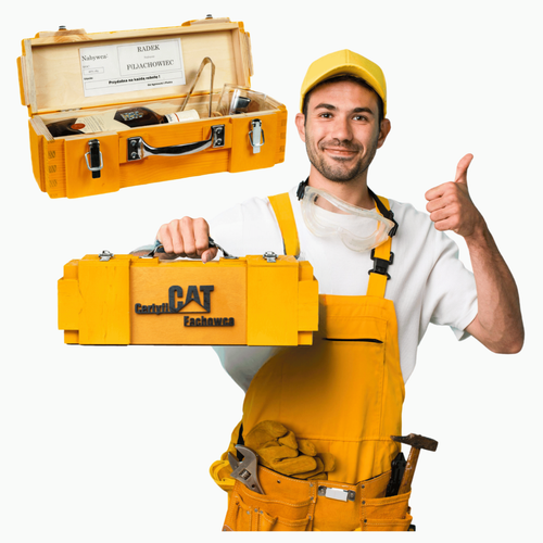 PREZENT DLA operatora koparki budowlańca  - Masywna Drewniana Skrzynka na Arena.pl