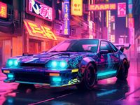 Plakat 100x75cm Nocny Rajd w Neo-Tokio