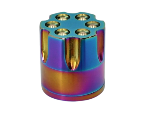 Tęczowy Grinder Młynek do Suszu w Kształcie Magazynku Rewolwera z Amunicją na Arena.pl