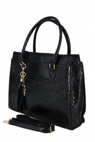 Torebka damska klasyczna duża do ręki lakierowana pojemna z brelokiem na Arena.pl