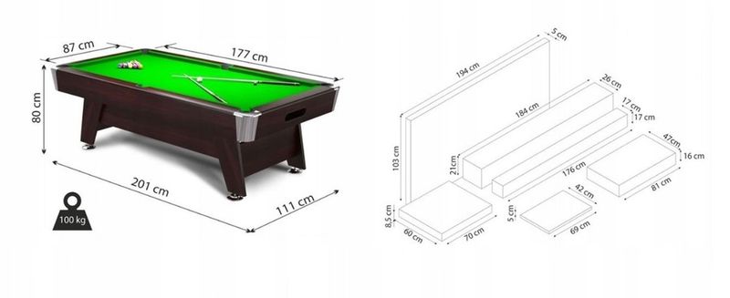 Emaga Bilard 6ft Radley Diamond MDF czarny + CT zdjęcie 8