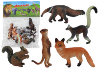 Figurki Zwierząt 5 Sztuk Wiewiórka Surykatka Mrówkojad Lis Lemur