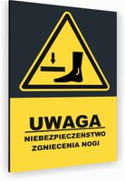 Tabliczka znak informacyjny 40x30 Antracyt RYZYKO ZGNIECENIA NOGI Dibond