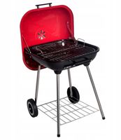 GRILL WĘGLOWY PRZENOŚNY OGRODOWY NA KÓŁKACH Z POKRYWĄ + RUSZT