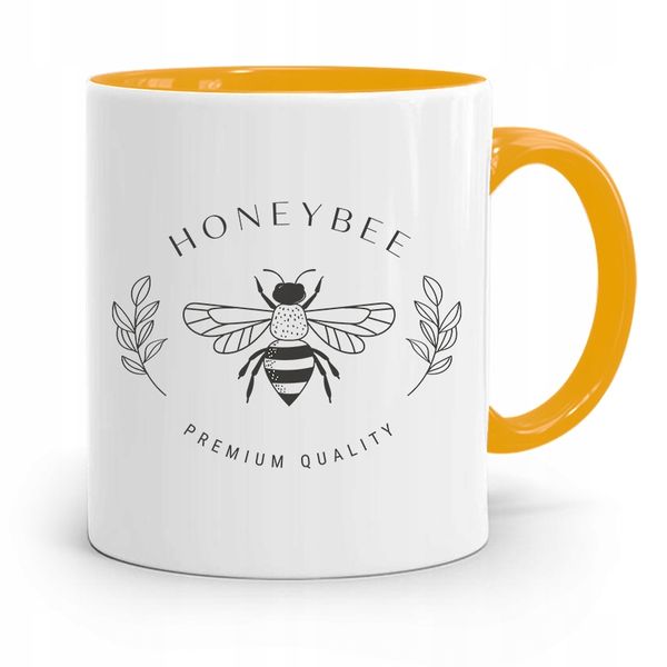 Kubek Zółty Dla Pszczelarza Honeybee Prezent Z Nadrukiem Ze Zdjęciem zdjęcie 1